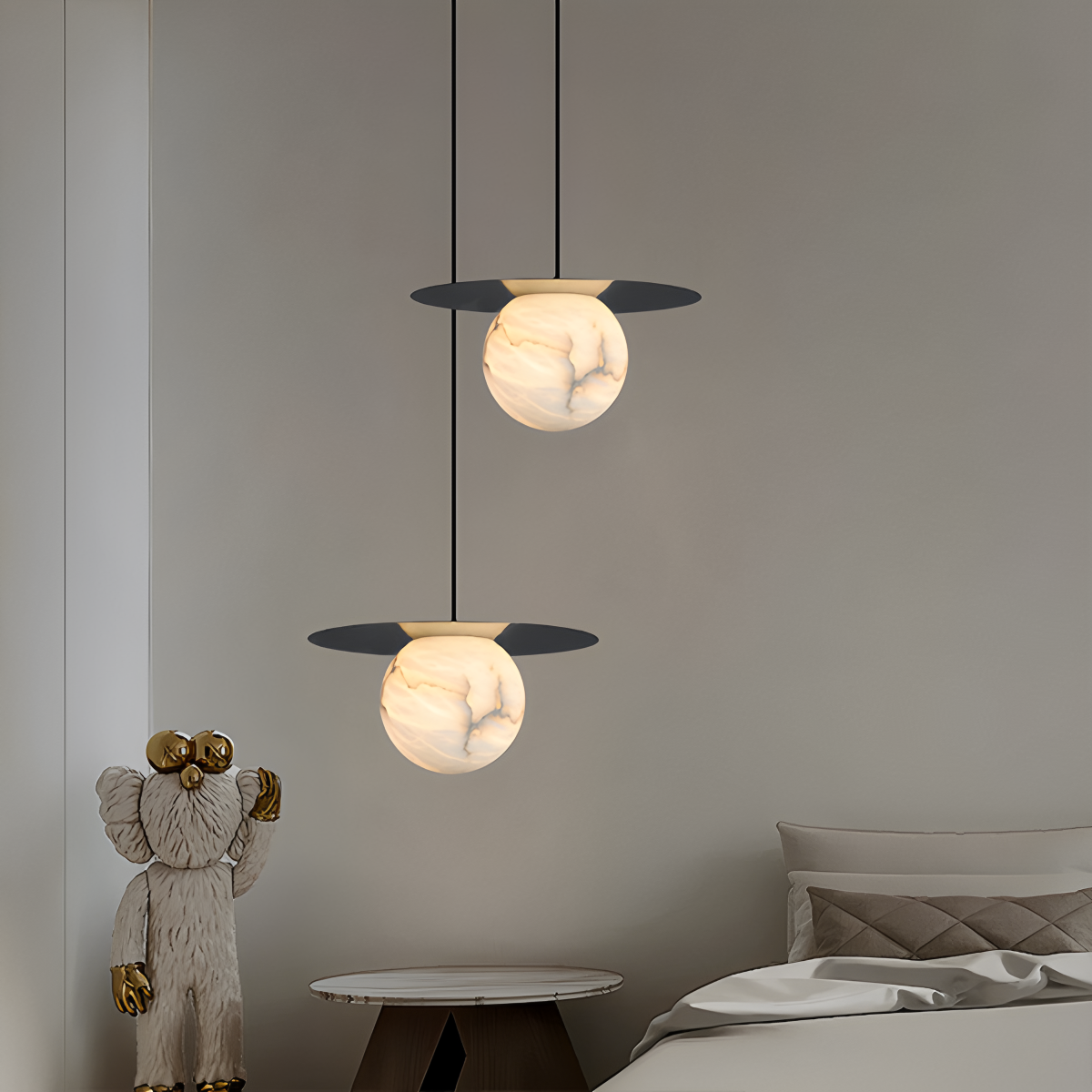 luxury spherical natural onyx pendant light