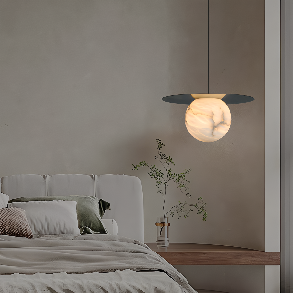 luxury spherical natural onyx pendant light