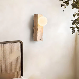 Olverai Soriel Travertine Globe Wall Sconce