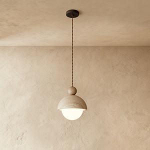 Olverai Nerava Travertine & Walnut Pendant Light