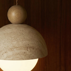 Olverai Nerava Travertine & Walnut Pendant Light