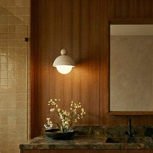 Olverai Nerava Travertine & Walnut Pendant Light