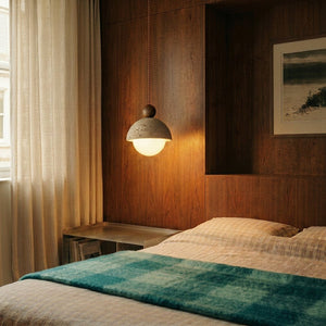 Olverai Nerava Travertine & Walnut Pendant Light