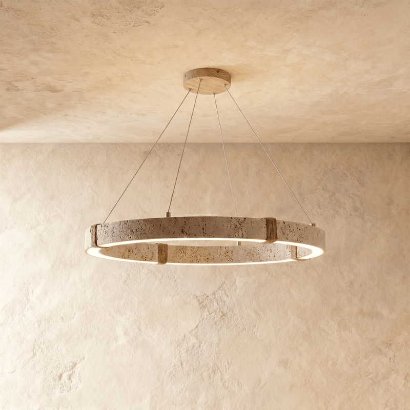 Olverai Avelune Travertine Halo Chandelier