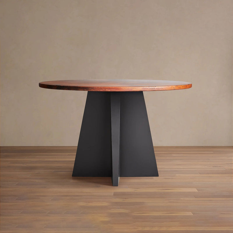 Olverai Varex Hand-Hammered Metal Round Dining Table