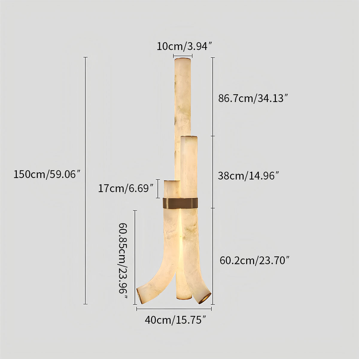 Copper & Natural Spanish Alabaster Piped Floor Lamp