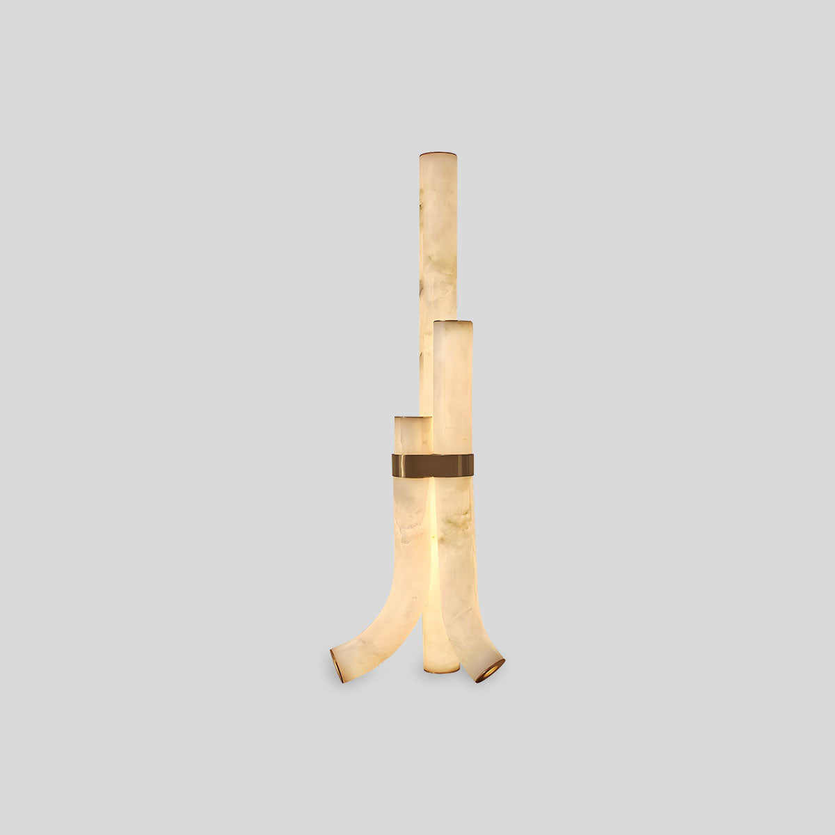 Copper & Natural Spanish Alabaster Piped Floor Lamp