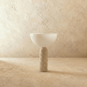 Olverai Lunara Travertine & Glass Table Lamp