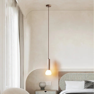 Olverai Elvane Travertine & Frosted Glass Pendant Light